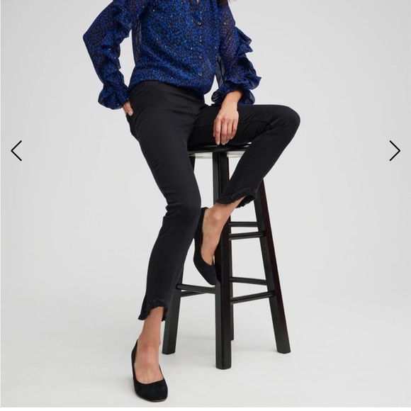 Chico's Black Women tulip fringe ankle  Jegging. - Picture 1 of 4